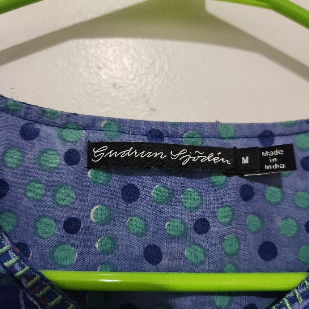 Gudrun Sjodén Artiste Blouse In Organic Cotton Blue Size M With Pockets - Picture 4 of 6